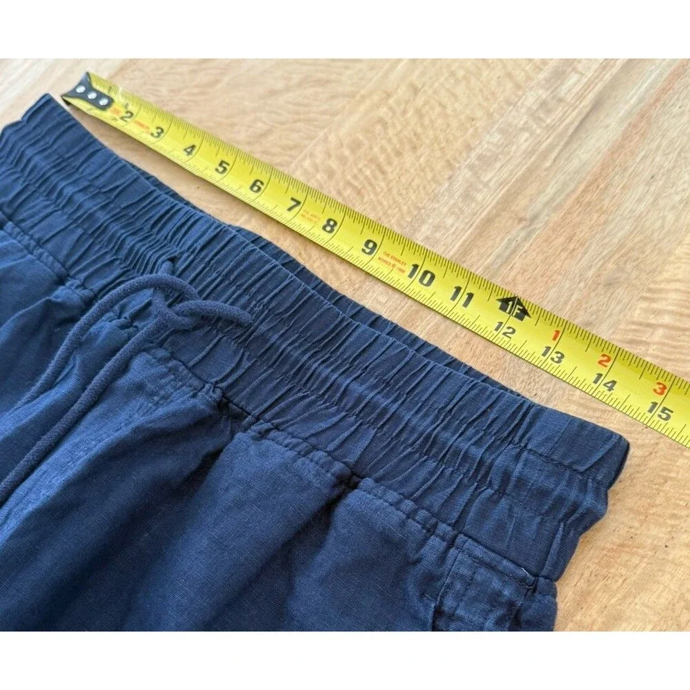Quince 100% European Linen Blue Pull-On  Wide Leg Pant Women Sz M Coastal EUC